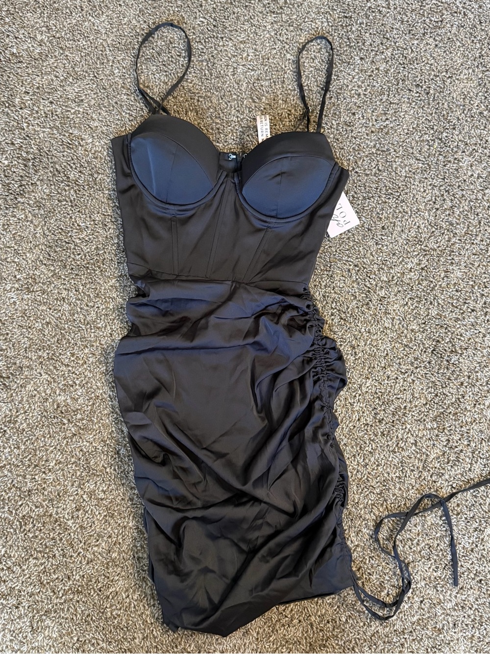 Oh Polly Confident Ruched Corset Mini Dress Black Sweetheart Women’s Size 0 BNWT